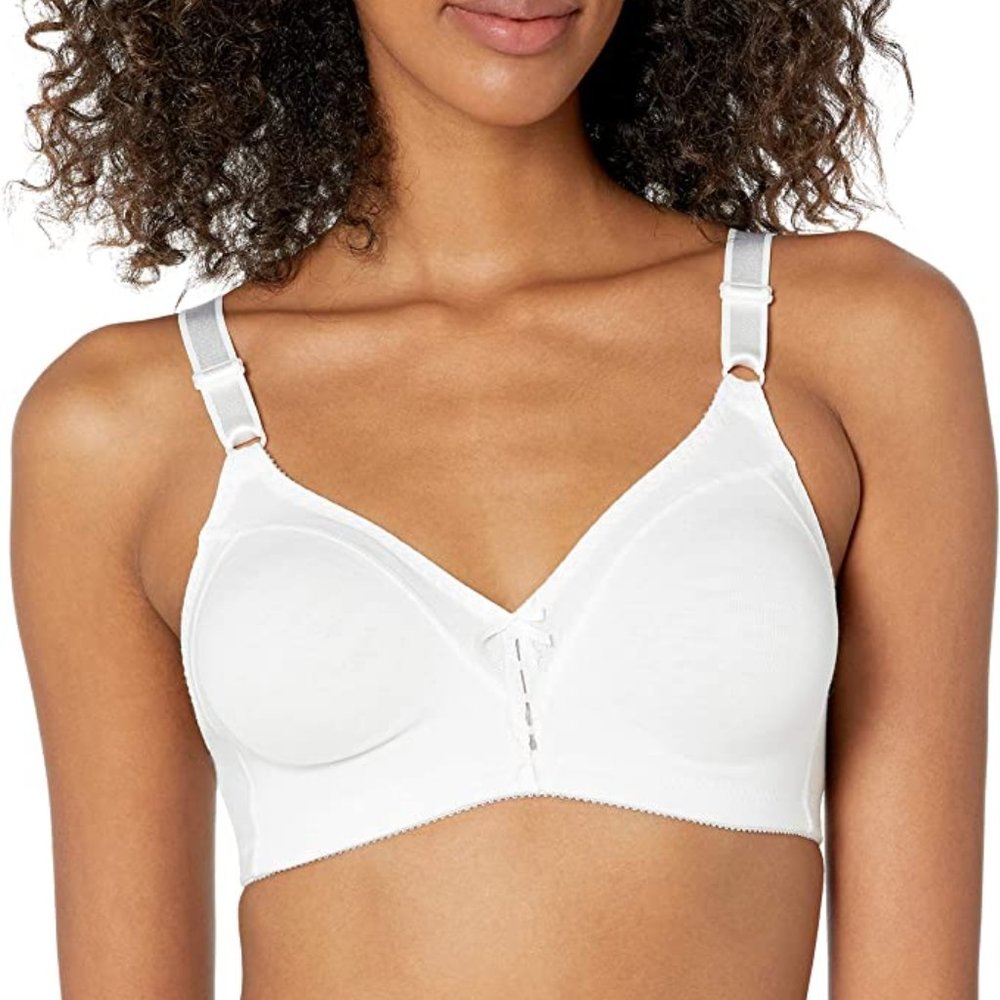 Bali Women's Double-Support Cotton Wirefree Bra 36C, White